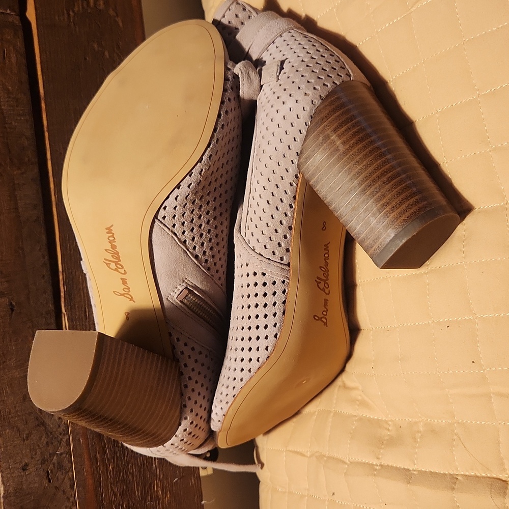 Perforated Gray Ankle Boots - Picture 2 of 4